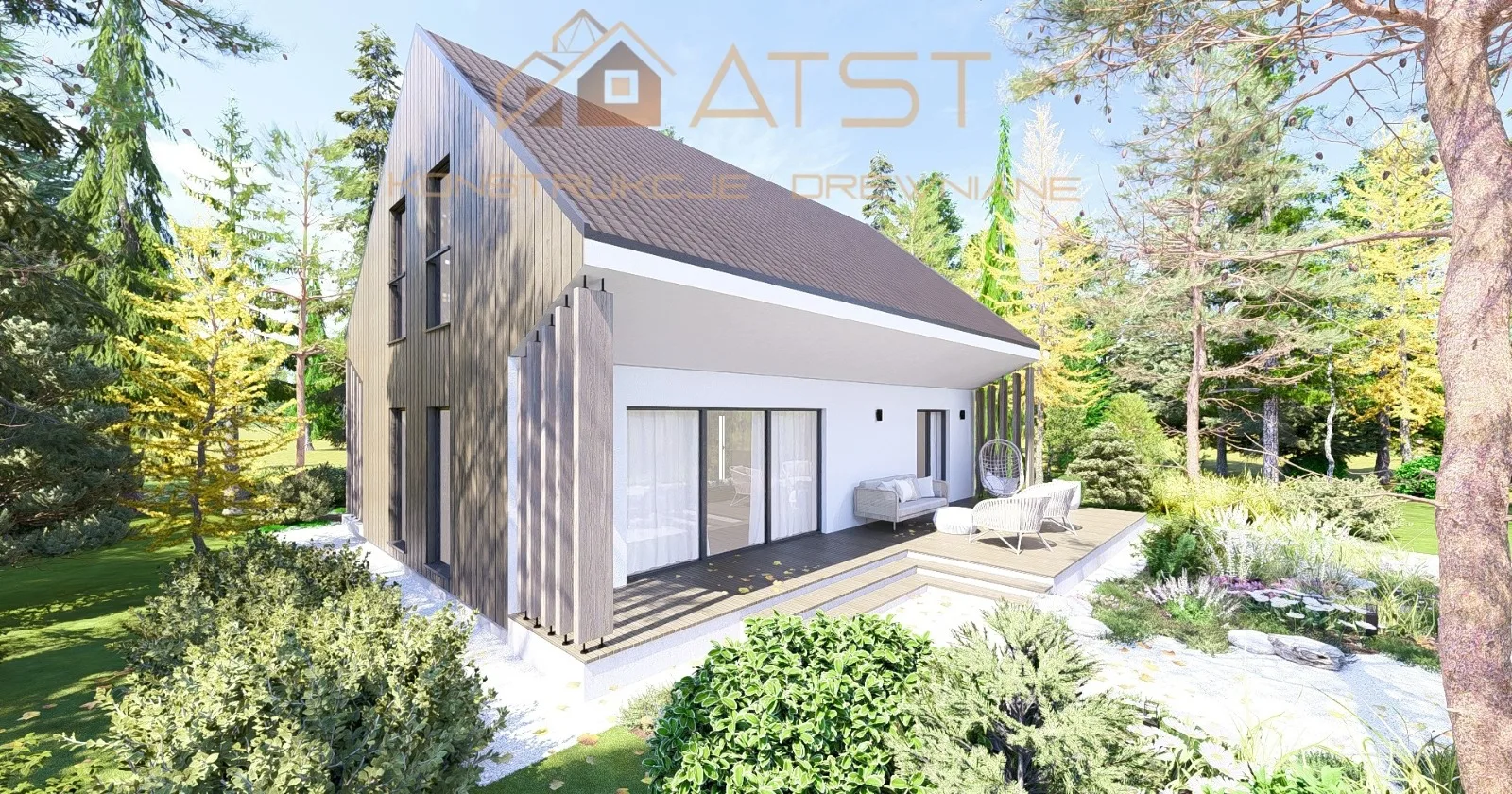 Projekt domu drewnianego ATST 111